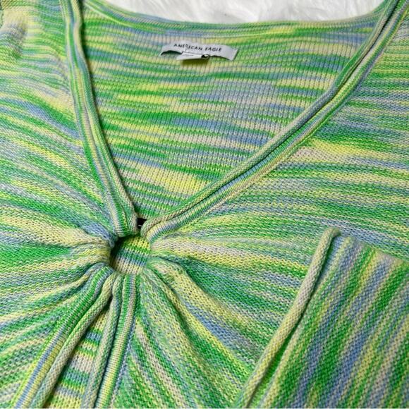 AMERICAN EAGLE Retro Bell Sleeve Knit Crop Top Womens XS Mod Disco Hippie Boho - Picture 2 of 7